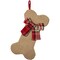 Northlight 14" Brown Burlap Dog Bone Christmas Stocking with Red Plaid Bow